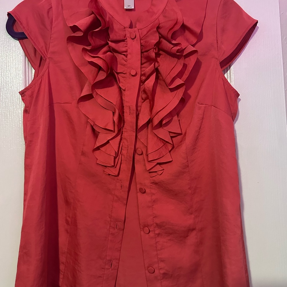 Women's Ruffled Red Top